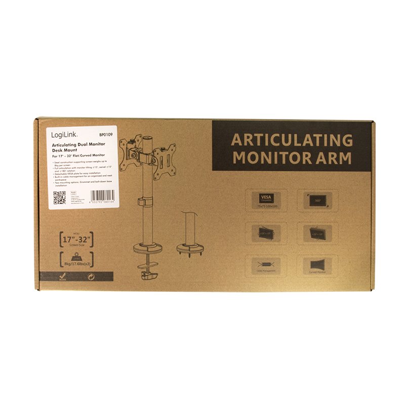 EAN 4052792060164 - LogiLink BP0109 soporte para monitor 81,3 cm (32") Escritorio Negro imagen 4