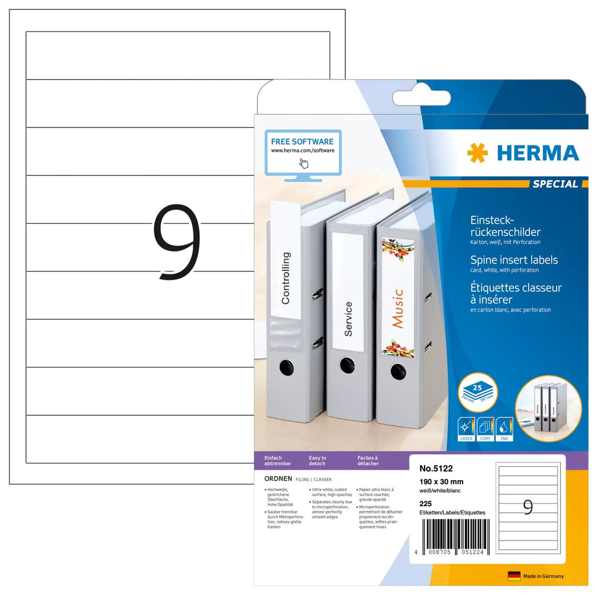 EAN 4008705051224 - HERMA 5122 etiqueta de impresora Blanco Etiqueta para impresora no adhesiva imagen 1