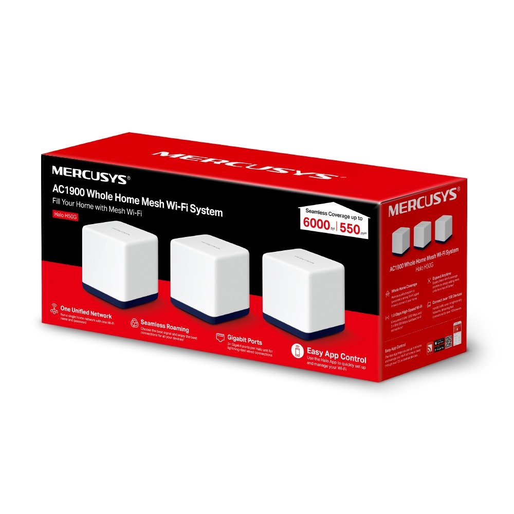 Punto De Acceso Wifi Ac Mesh Mercusys Halo Hs50g (3-Pack) Kit De Tres Puntos De Acceso Con Red Wifi Ac1900