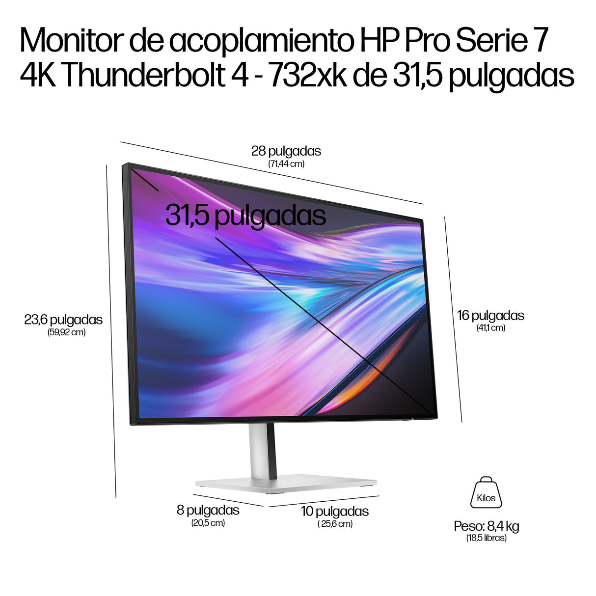 EAN 0198990309705 - HP Series 7 Pro 31.5 inch 4K Thunderbolt 4 Docking Monitor - 732xk pantalla para PC 80 cm (31.5") 3840 x imagen 7