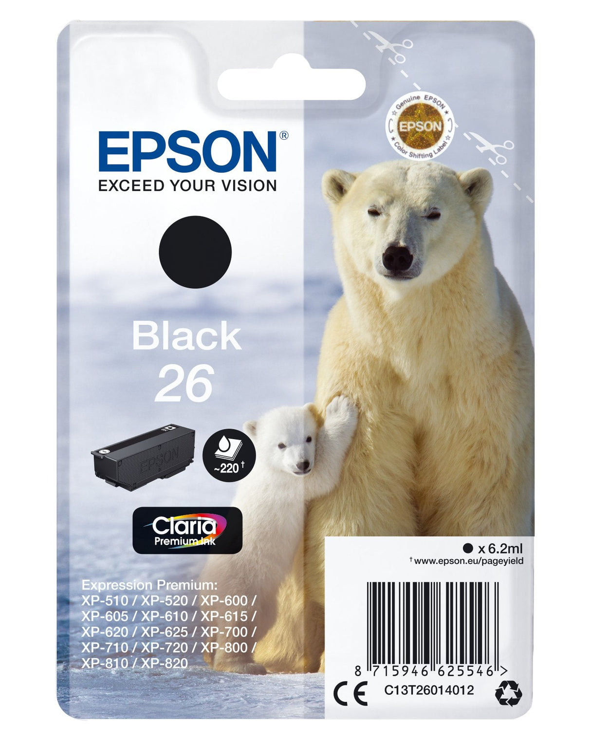 Tinta Original Epson Ct2601 Black Para Xp 510,520,600,605,610,615,620,625,700,710,720,800,810,820
