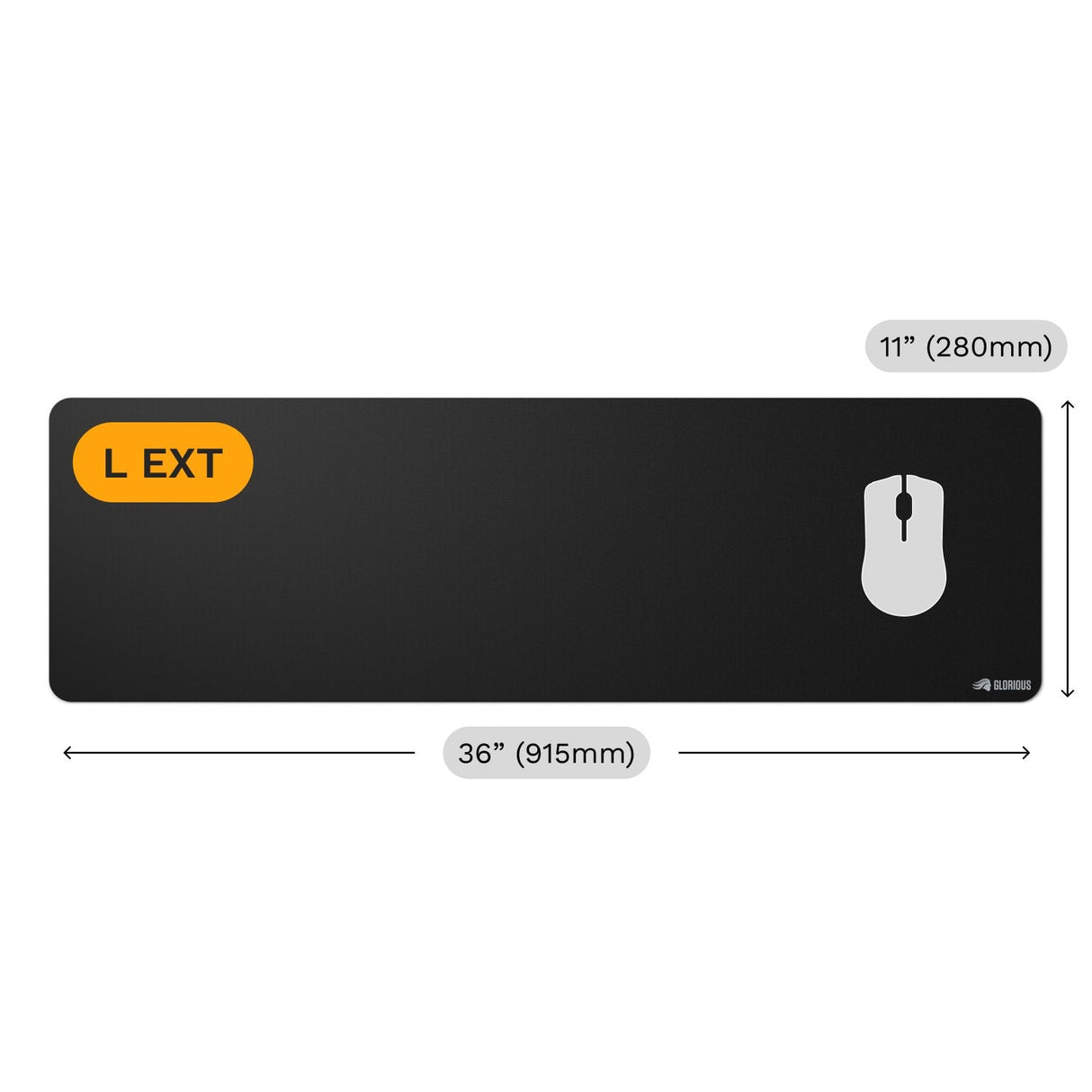 Glorious Gaming Alfombrilla De Ratón 2 L, Sin Bordes, Gummiert - 915 X 280mm, Negro