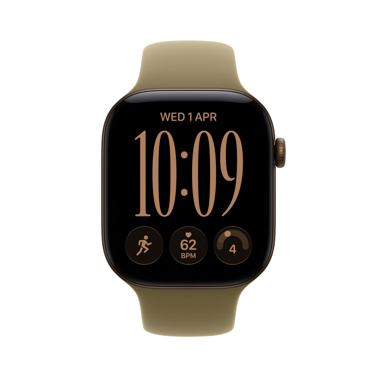 Apple Watch Series 12 (2026) Gps 42mm Caja De Aluminio Bronce Oscuro Correa Deportiva Verde Oliva Talla M L Siri Ai