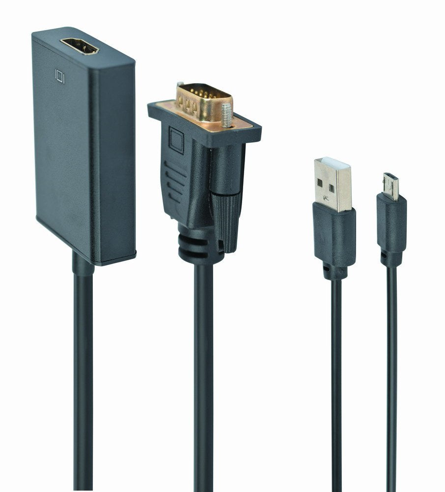 EAN 8716309098762 - Gembird A-VGA-HDMI-01 adaptador de cable de vídeo 0,15 m HDMI tipo A (Estándar) VGA (D-Sub) Negro imagen 1