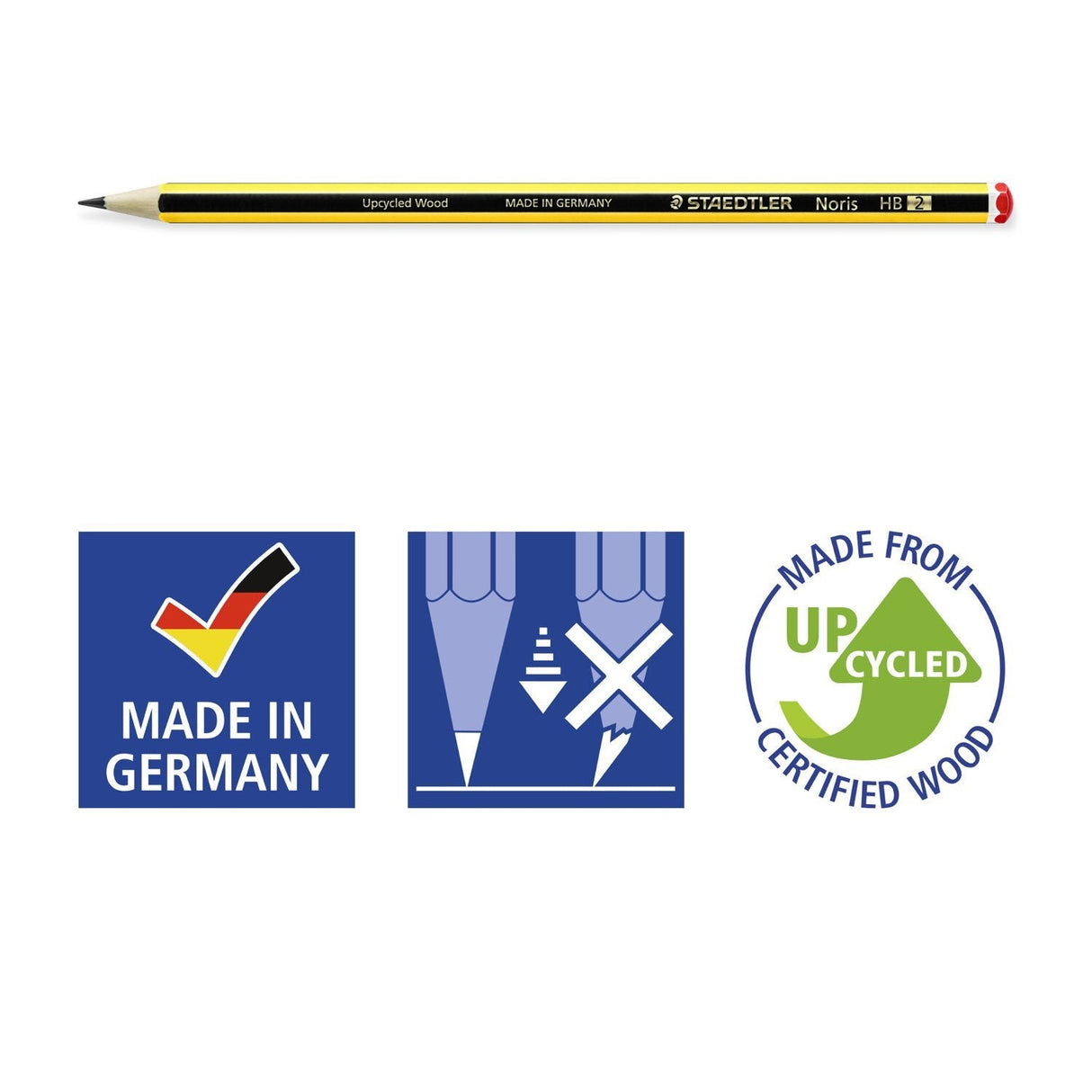 Staedtler Noris 120 Pack De 3 Lapices De Grafitito Hexagonales - Mina 2hb - Resistencia A La Rotura - Madera De Bosques Sostenibles