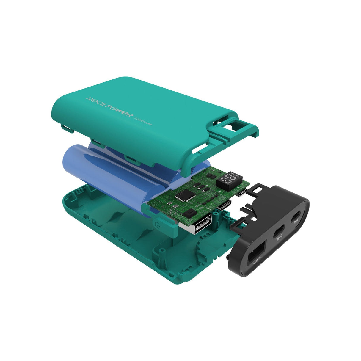 Powerbank Realpower Grün Type-C 7500