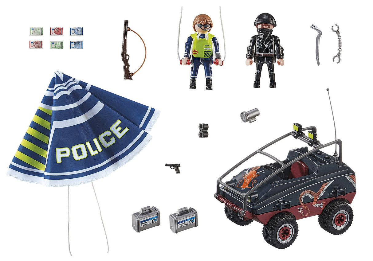 Playmobil 70781 Paracaídas De La Policía: Persiguiendo El Vehículo Anfibio