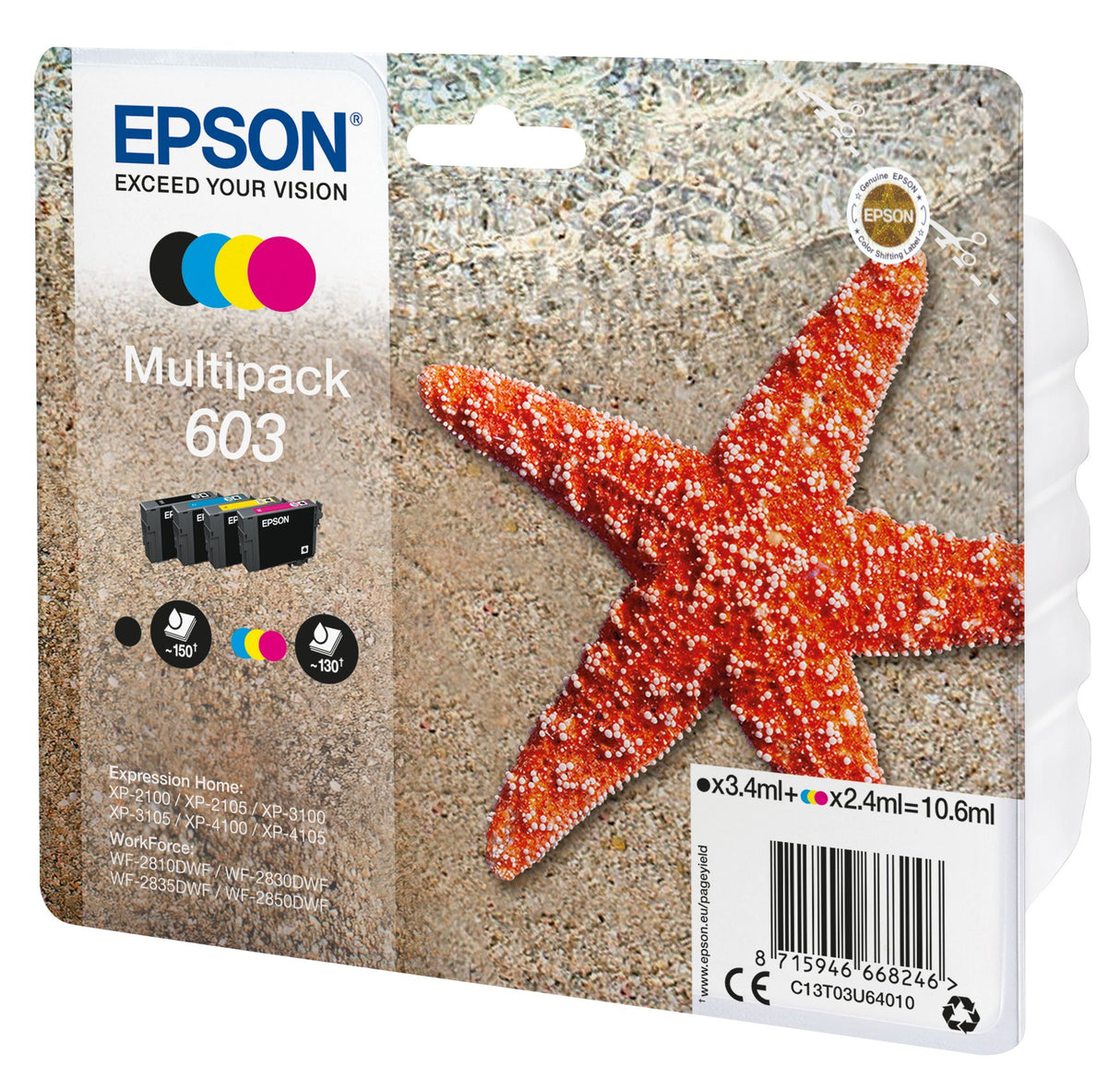 EAN 8715946668246 - Epson C13T03U64010 cartucho de tinta 1 pieza(s) Original Rendimiento estándar Negro, Cian, Magenta, Amari imagen 2