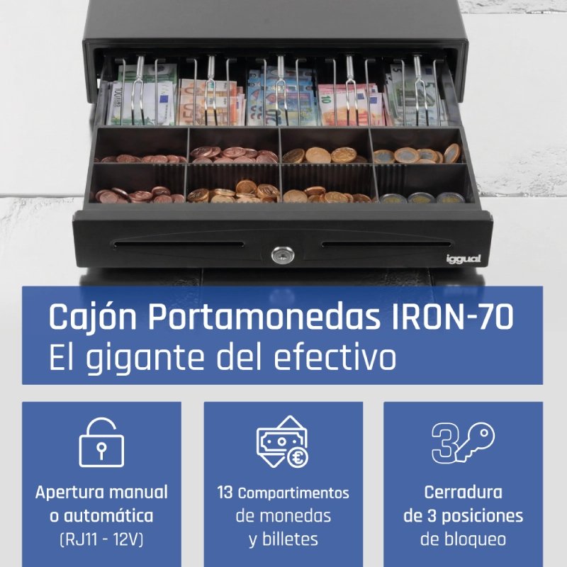 EAN 8435364317433 - iggual IRON-70 Cajón de efectivo automático y manual imagen 2