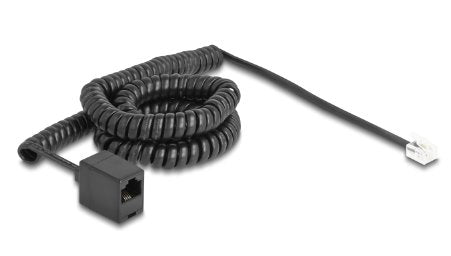 Delock Telefoncable Spiralcable Rj11 Stecker Zu Rj45 Buchse Schwarz 5 M