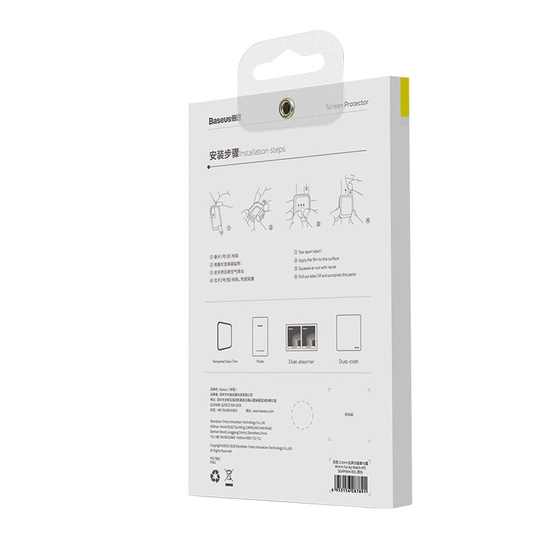 Baseus Iwatch 0.2 Mm, Full-Screen Curved T-Glass Soft Screen Protector 40mm, Black (Sgapwa4-G01)