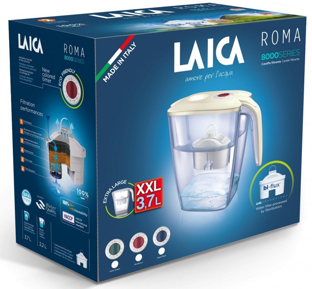 Pack Jarra Filtrante Laica Big Roma 3.7l Azul Jarra + 1 Filtro Bi-Flux