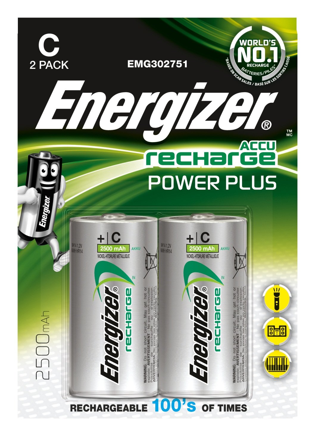 Energizer Power Plus Pila Recargable Hr14 C 2500mah Blister*2