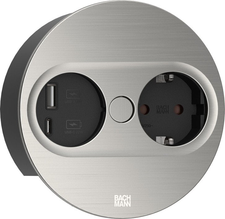 EAN 4057298128974 - Bachmann 946.004 toma de corriente Type F + USB A + USB C Acero inoxidable imagen 1