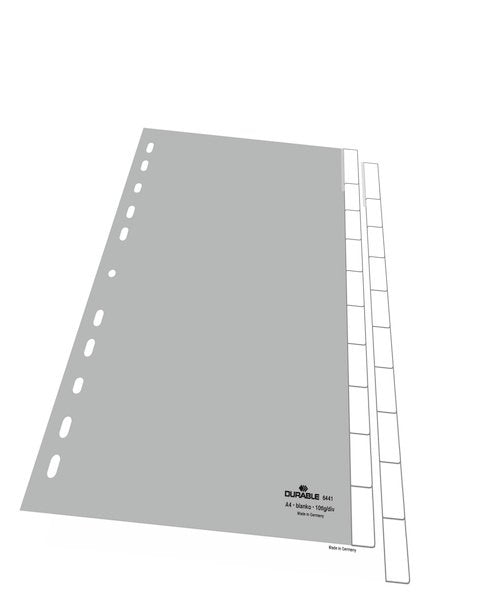 Durable Blanko-Register Pp Blanko Taben 10-Piezas Gris