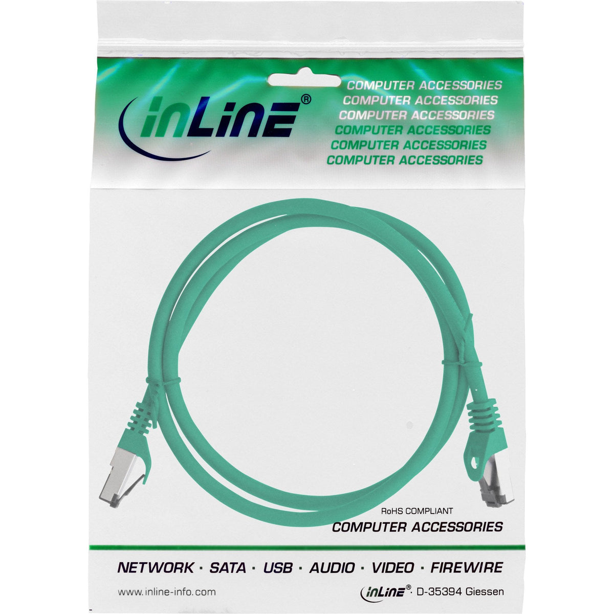 Cable De Red Inline S/Ftp Pimf Cat.8.1 Libre De Halógenos 2000mhz Verde 3m