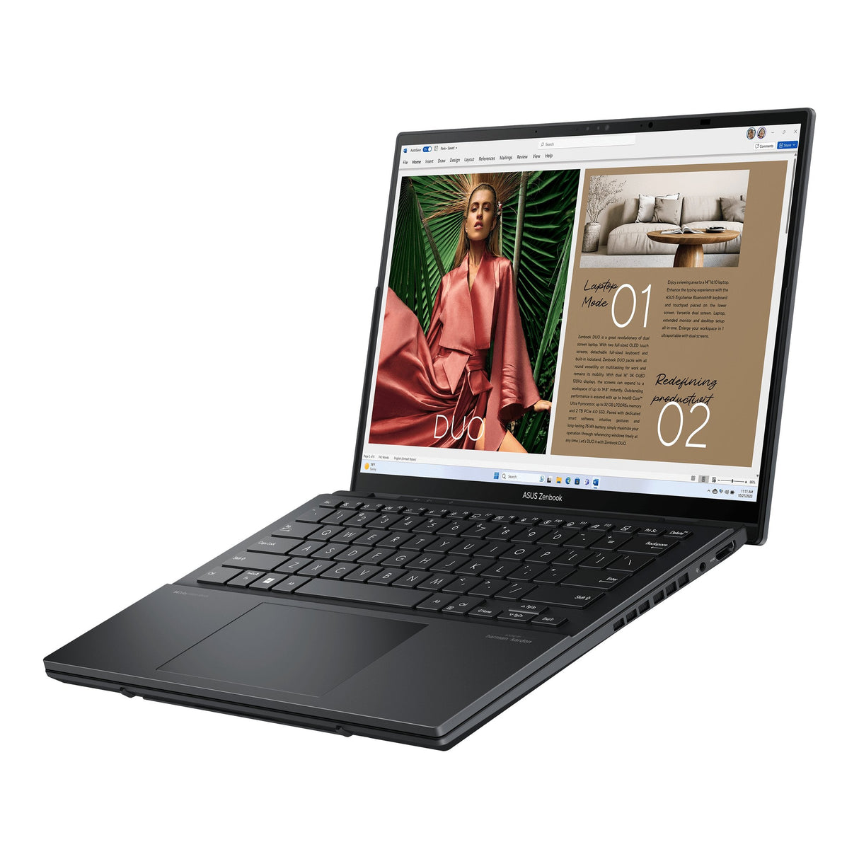 Asus Zenbook Duo Oled Ux8406ma-Ql396w - Ordenador Portátil 14" Wuxga (Intel Core Ultra 9 185h, 32gb Ram, 1tb Ssd, Arc Graphics, Windows 11 Home) Gris Tintero - Teclado Qwerty Español