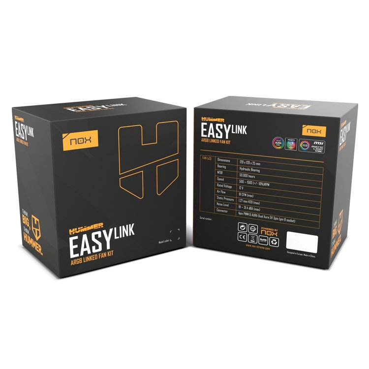 EAN 8436587973949 - NOX Hummer EASY LINK Carcasa del ordenador Refrigerador de aire 12 cm Negro 3 pieza(s) imagen 10
