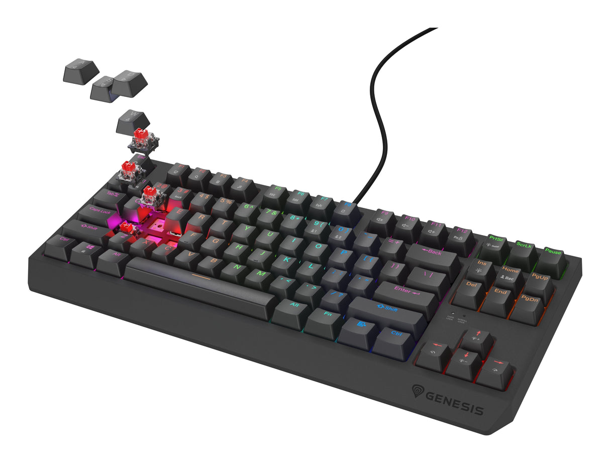 Genesis Thor 230 Tkl Mechanical Gaming Keyboard, Outemu Rojo Switch, Us Layout, Wired, Black
