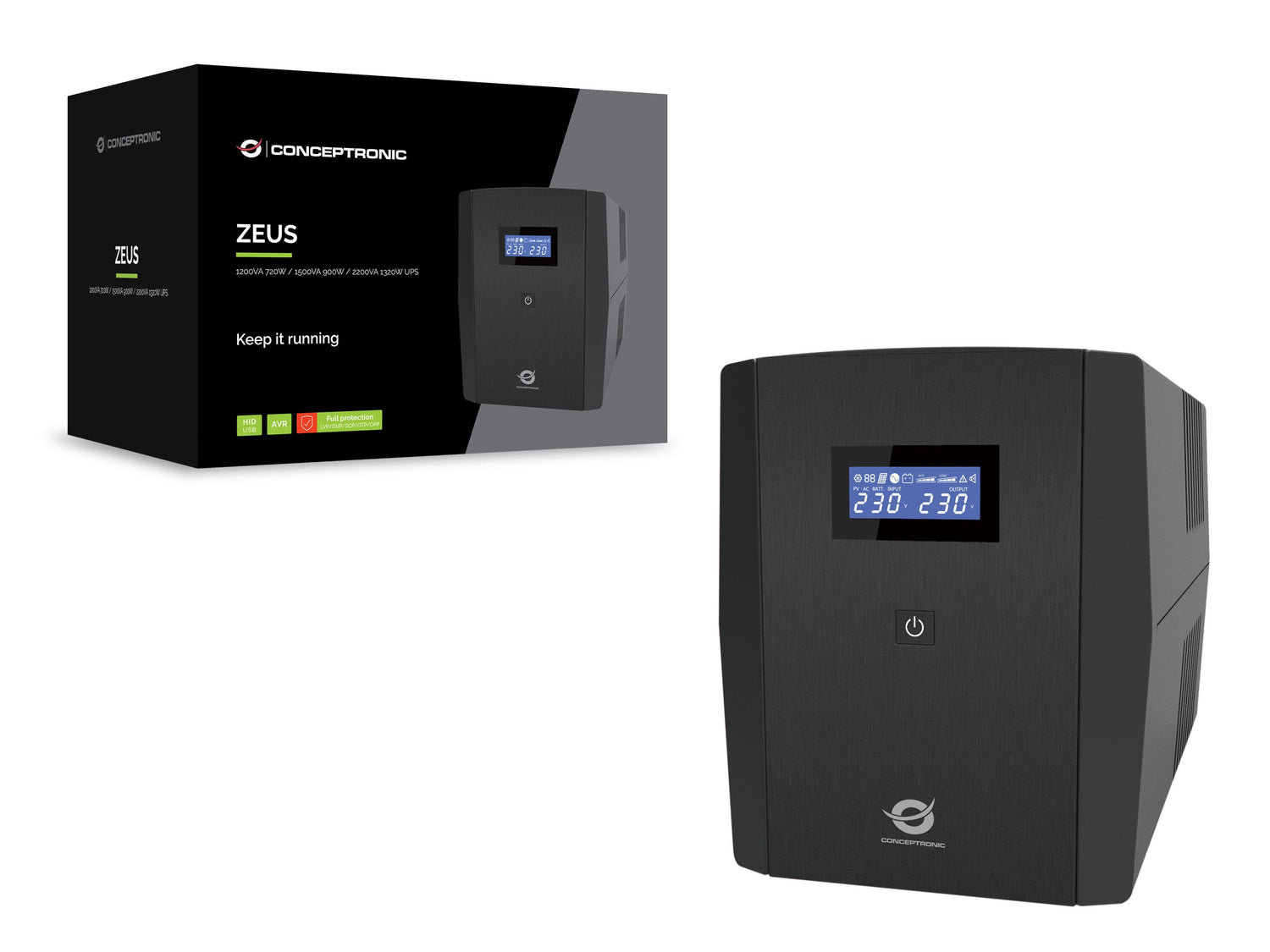 Conceptronic Zeus Usv 1200va 720w 4xuk Sockets Hid,Usb,Rj45