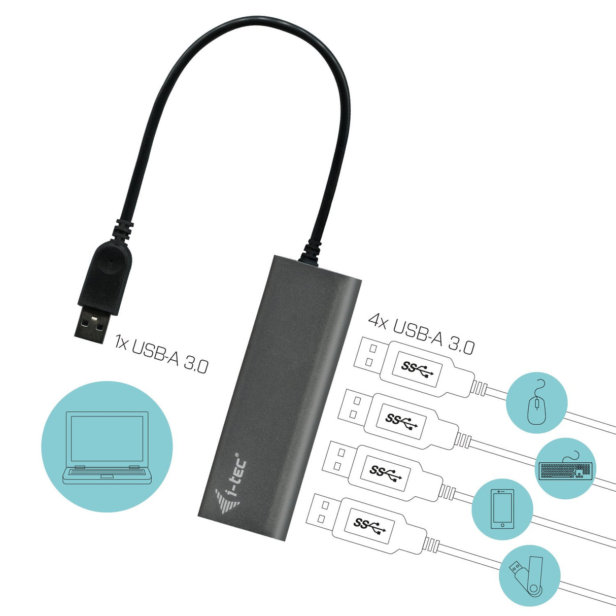 EAN 8595611701092 - i-tec Metal U3HUB448 hub de interfaz USB 3.2 Gen 1 (3.1 Gen 1) Type-A 5000 Mbit/s Gris imagen 4
