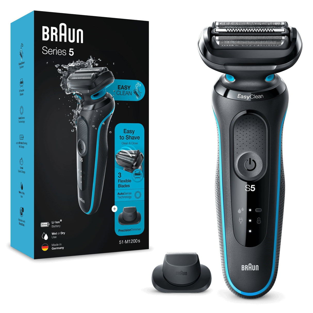 EAN 4210201432654 - Braun Series 5 51-M1200s afeitadora Máquina de afeitar de láminas Recortadora Negro, Azul imagen 3