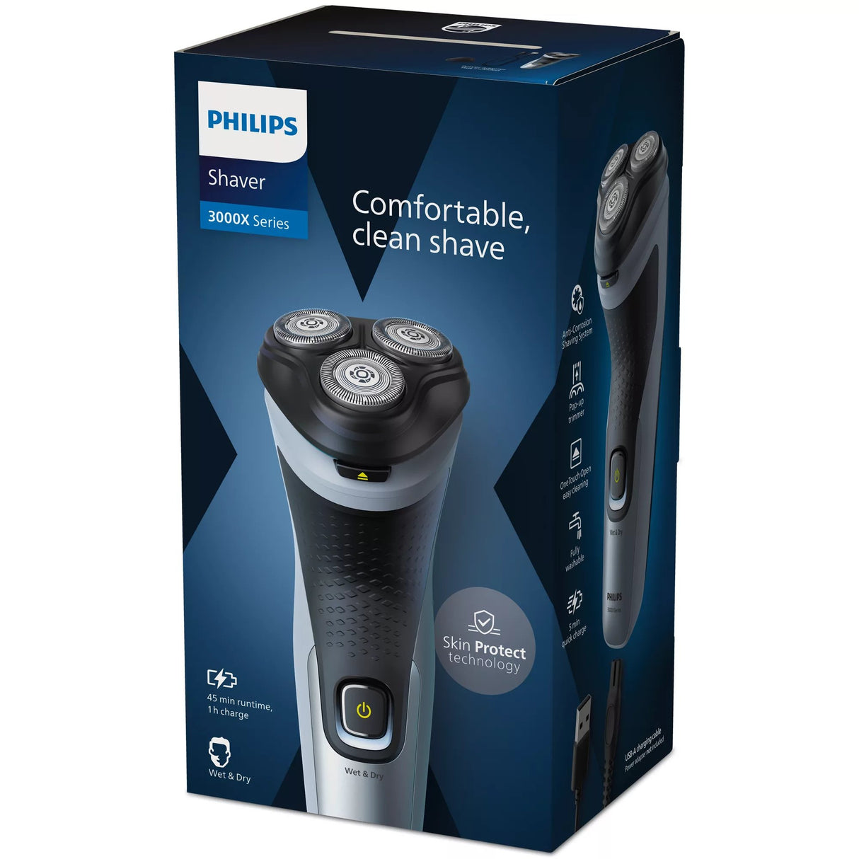 EAN 8720689024587 - Philips X3063/00 afeitadora Máquina de afeitar de rotación Recortadora Negro, Azul imagen 2