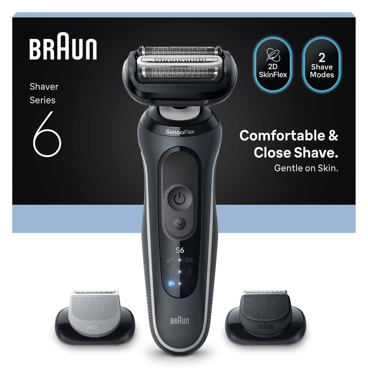 Afeitadora Braun Series 6 62-G1650s (Negro) 8700216645362
