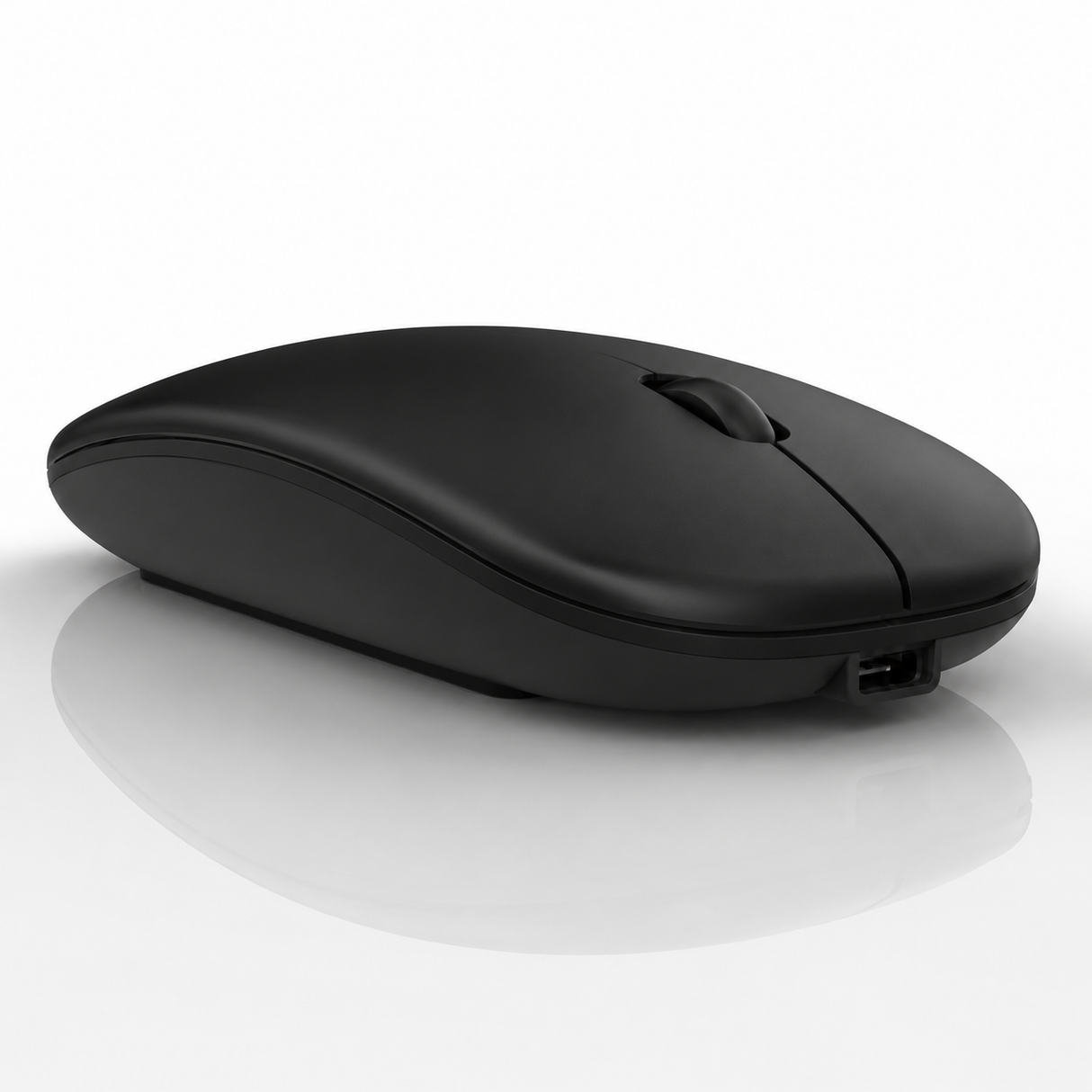 Raton Inalámbrico Recargable 2 En 1 Bluetooth + Usb 2.4g 1600 Dpi Ergonómico Negro