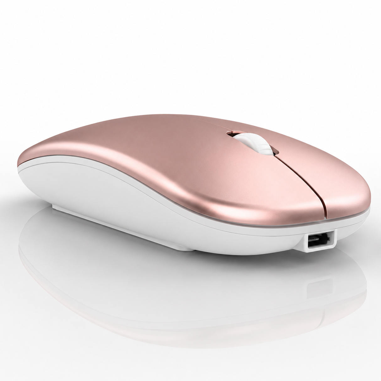 Raton Inalámbrico Recargable 2 En 1 Bluetooth + Usb 2.4g 1600 Dpi Ergonómico Oro Rosa