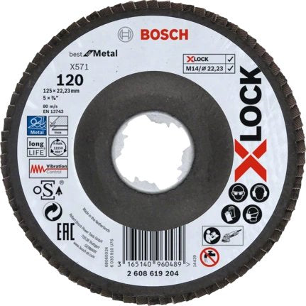 Bosch Arandela De Seguridad Dentada X-Lock X571 Best For Metal, 125 Mm, Disco Abrasivo 2608619204