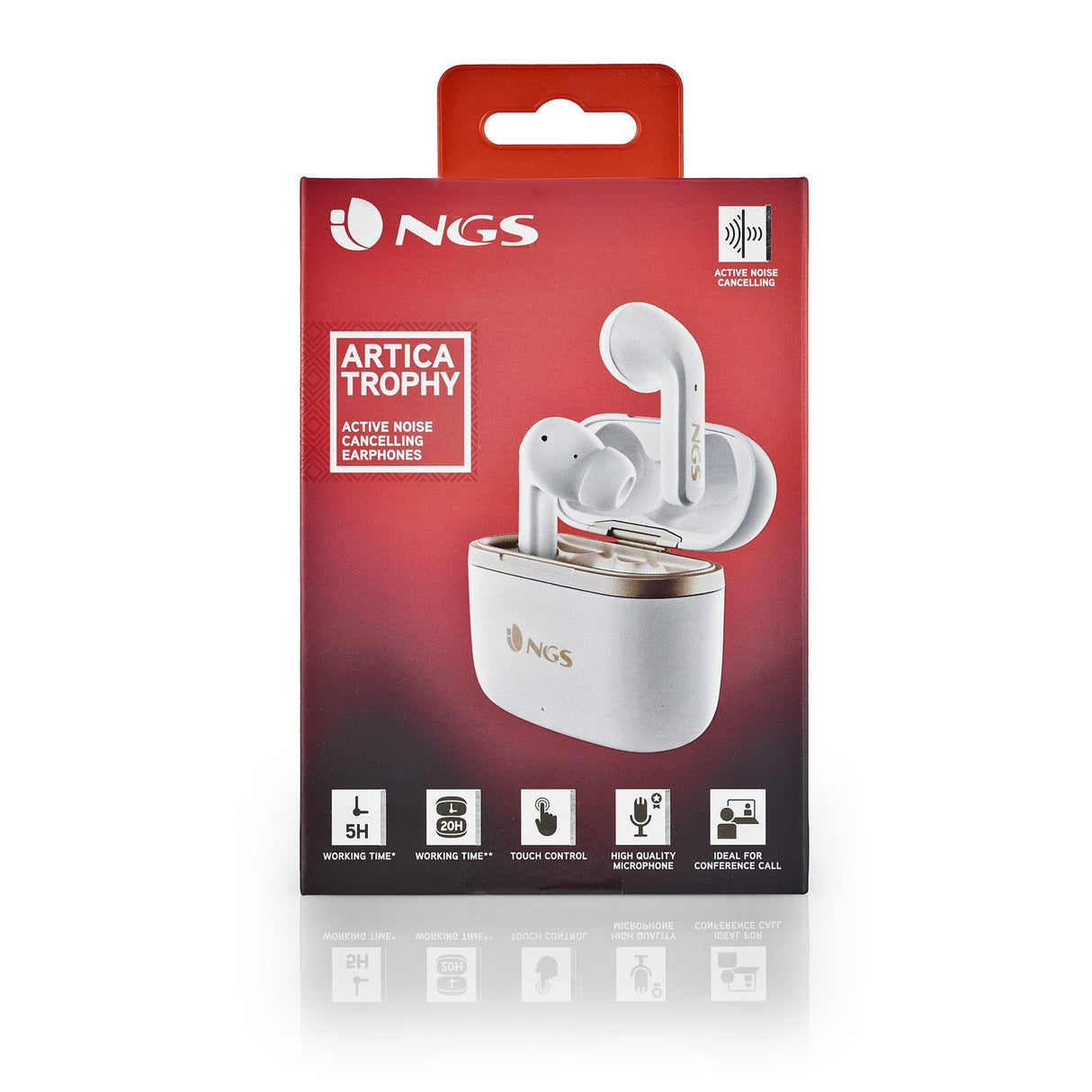 Ngs Anc Bt Earphones Artica Trophy White Auricular Con Cancelación De Ruido -Compatible Con Tws- Autonomía De Hasta 20 Hrs -Botones Táctiles