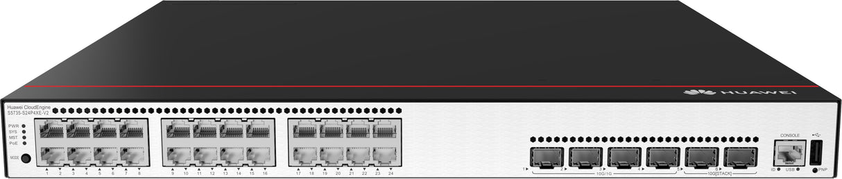 EAN 6901443422135 - Huawei S5735-S24P4XE-V2 Gigabit Ethernet (10/100/1000) Energía sobre Ethernet (PoE) 1U Negro, Metálico imagen 3