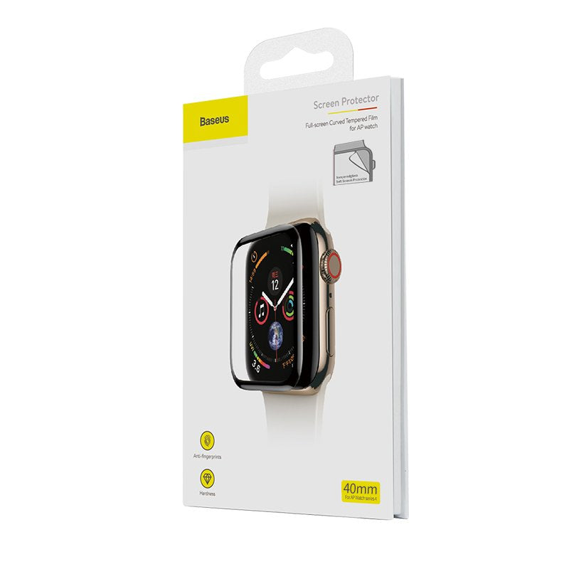 Baseus Iwatch 0.2 Mm, Full-Screen Curved T-Glass Soft Screen Protector 40mm, Black (Sgapwa4-G01)