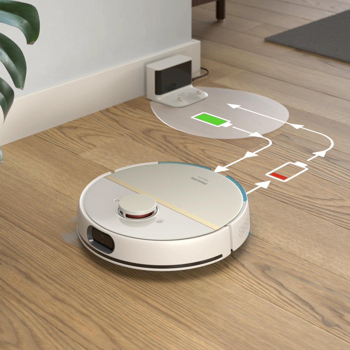 Robot De Limpieza Philips Xu7000 02 Homerun Serie 7000 Aqua En Seco Y Húmedo, Blanco