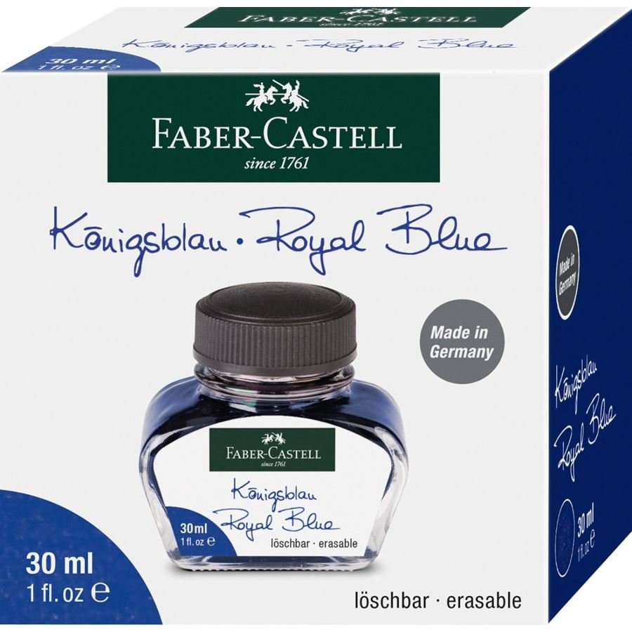 Faber Castell Tintero 30ml Tinta Borrable Azul Real