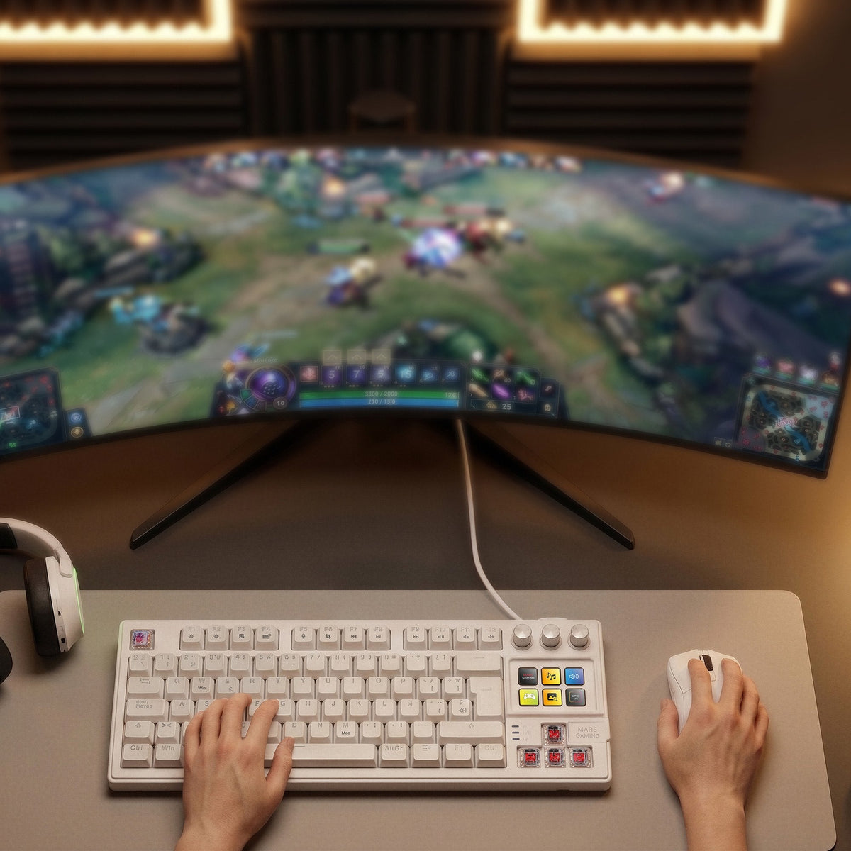 Teclado Gaming Mecánico Mars Gaming Mk-Master Switch Rojo Blanco Incluye Smartdeck