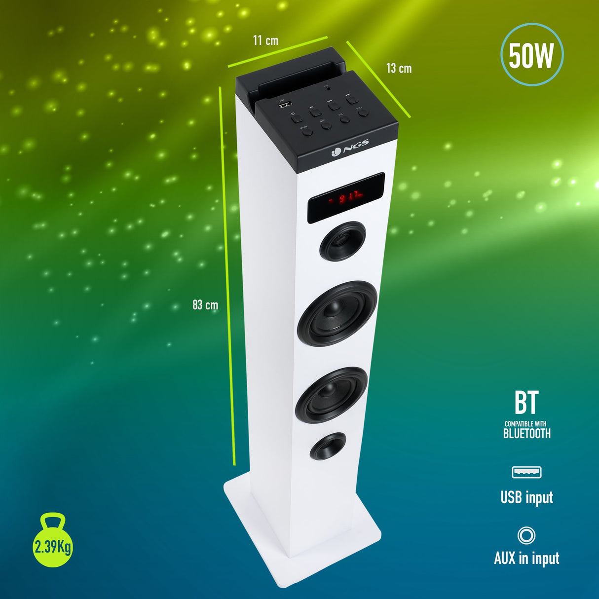 EAN 8435430618624 - NGS SKY CHARM Microcadena de música para uso doméstico 50 W Blanco imagen 9