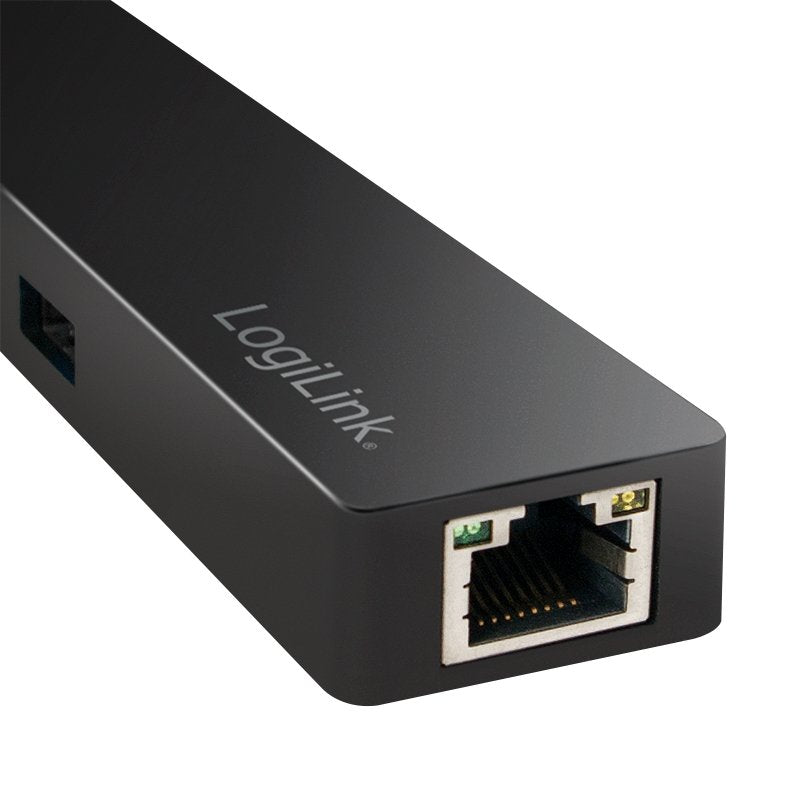 Logilink Hub De 3 Puertos Usb 3.1 Type C W/Gigabit Lan Negro Ua0313