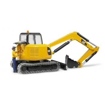 Bruder Mini Excavadora Cat Con Trabajador De La Construcción 02466