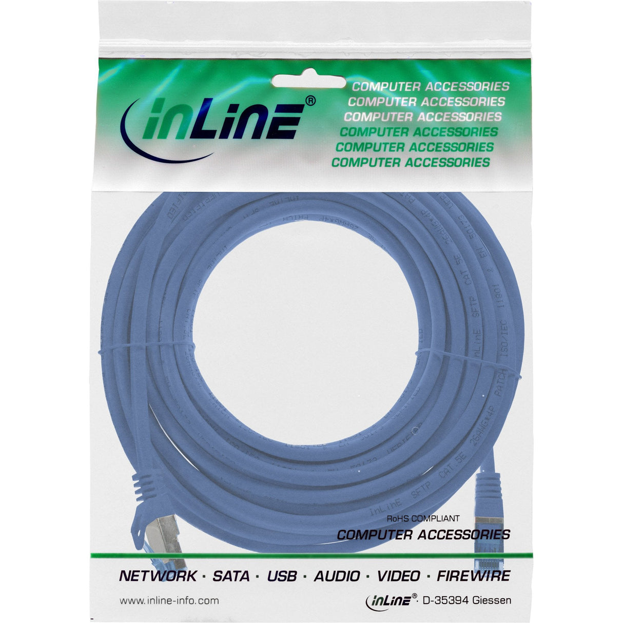 Inline® Patch Cable, Cat.6a, S/Ftp, Tpe (Lszh), Cca, Blue, 7.5m