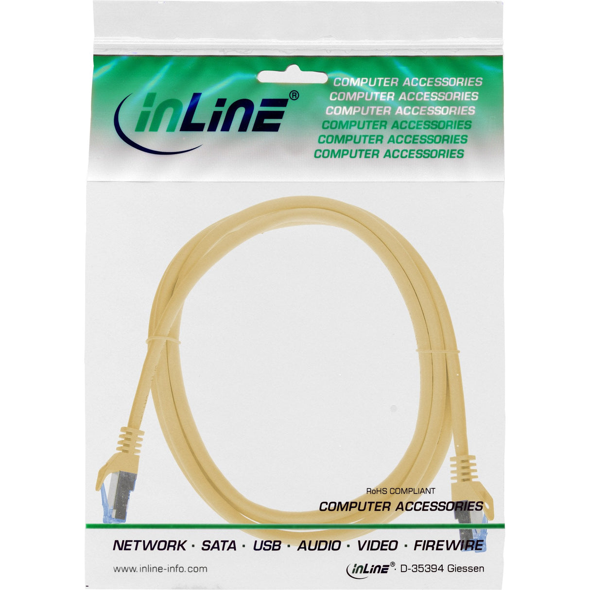 Inline® Patch Cable, Cat.6a, S/Ftp, Tpe (Lszh), Cca, Yellow, 2m
