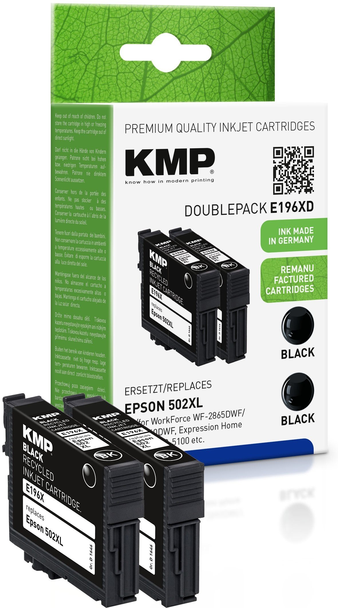 Kmp Cartucho Epson Pro Wf-2865dwf Ers. 502xl T02w14 2 X Negro Remanufactured