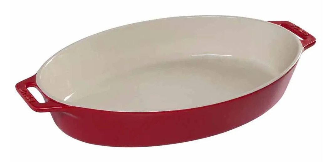 Staub Oval Dish Ceramic, Oval, Red , 37cm