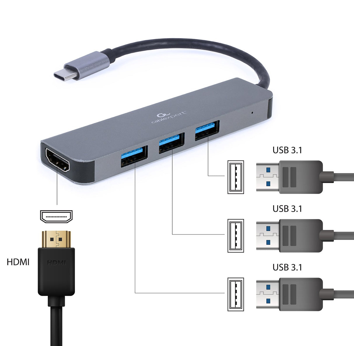 EAN 8716309121446 - Gembird A-CM-COMBO2-01 base para portátil y replicador de puertos USB 3.2 Gen 1 (3.1 Gen 1) Type-C Gris imagen 4