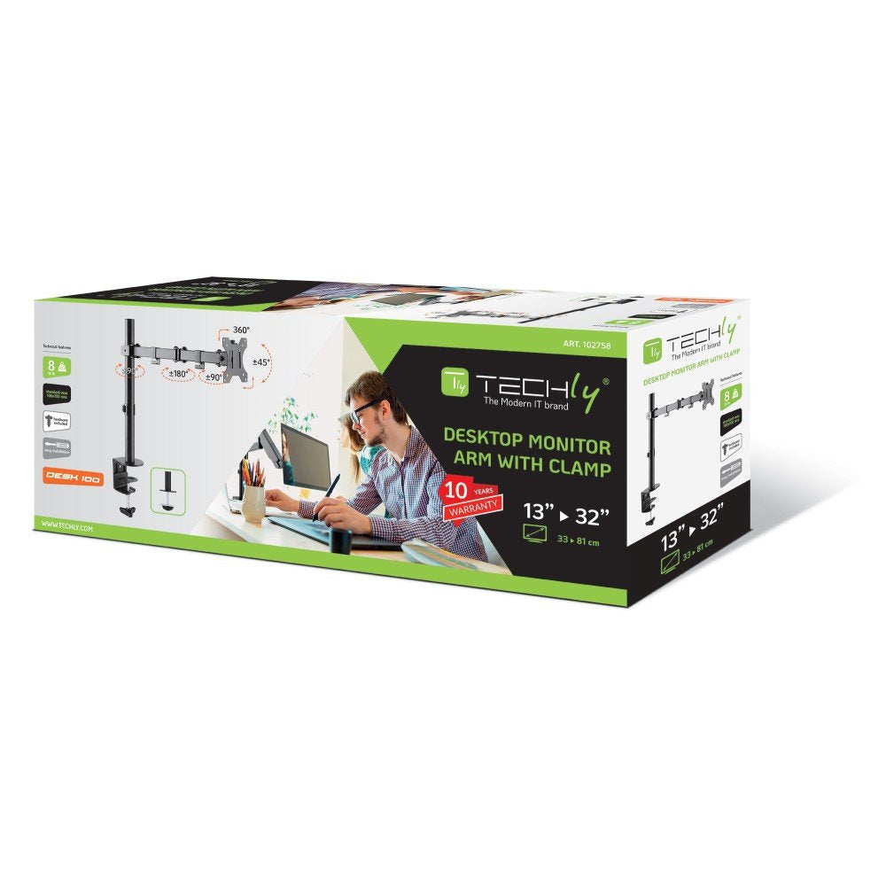 Soporte De Escritorio Giratorio Techly Ica-Lcd 503bk Para Monitor Lcd De 13-32", 8kg