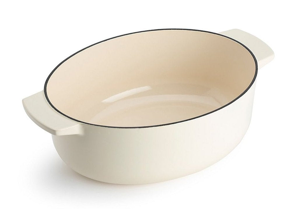 Kitchenaid Bräter Mit Deckel Gusseisen 30cm, Oval, Creme