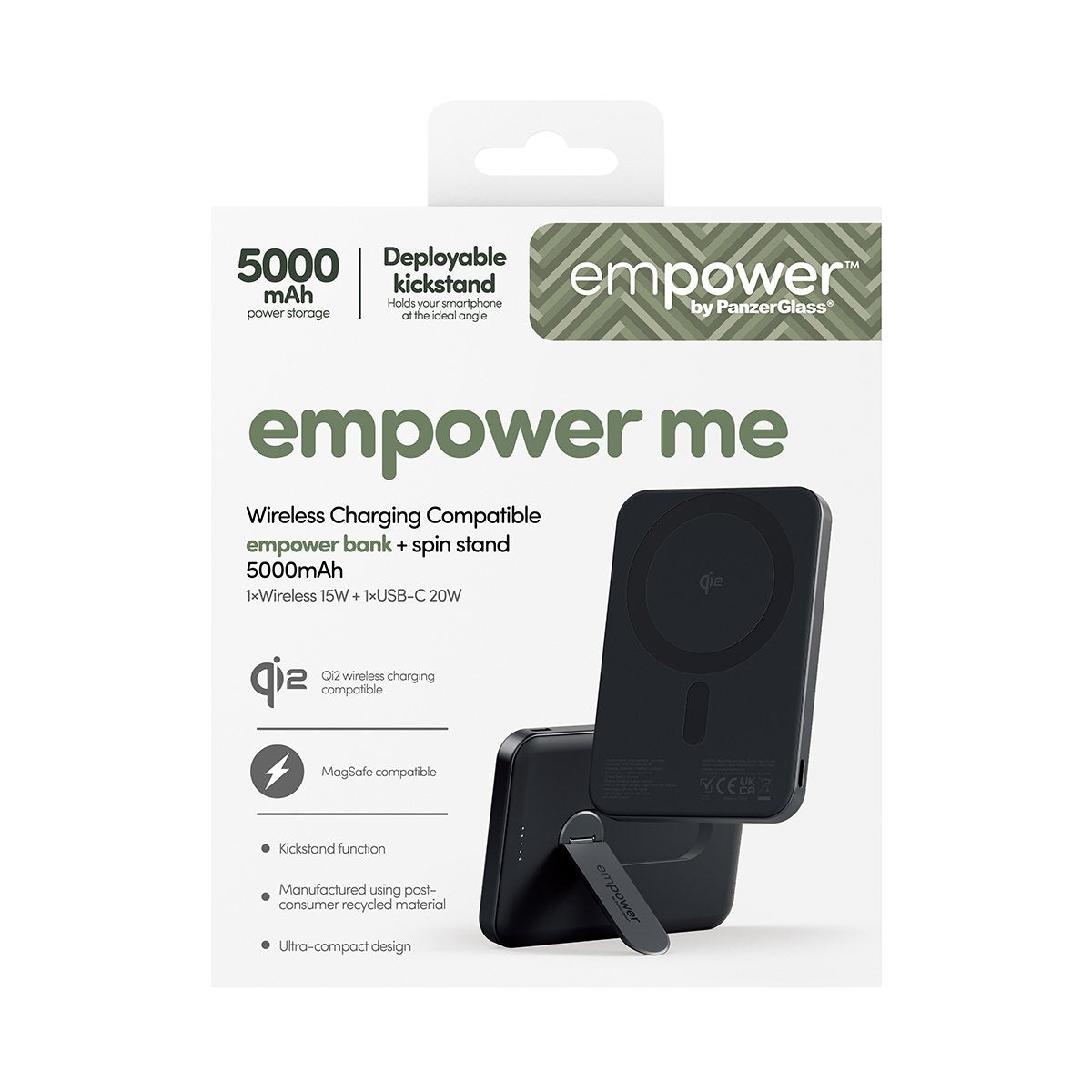 Panzerglass Empower By ® Empower Bank W. Spin Stand 5000mah Space Black Negro