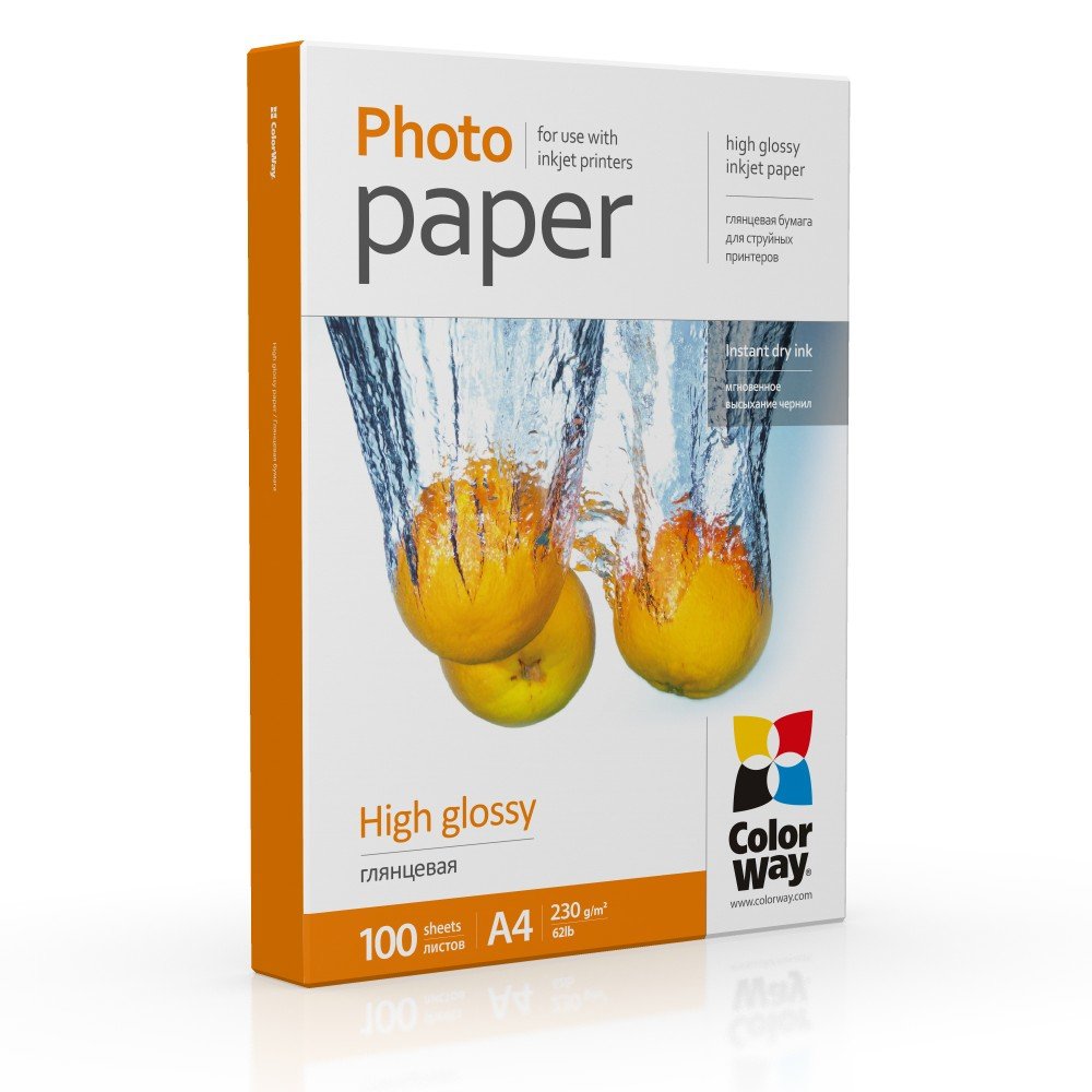 Papel Fotogrã¡Fico De Alto Brillo Colorway, 100 Hojas, A4, 230 G/Mâ²