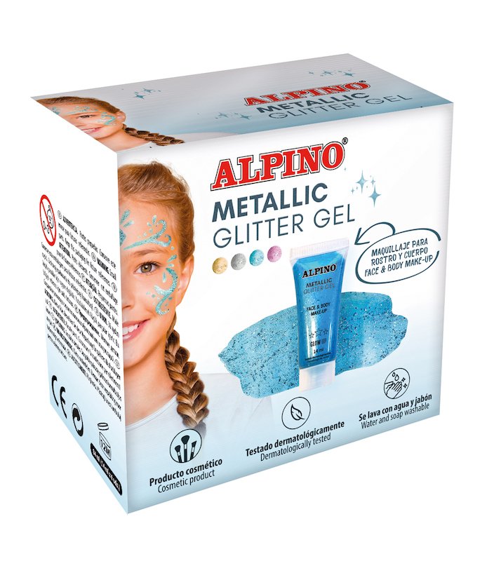 Alpino Gel Con Purpurina Metallic Glitter Caja 6u Azul